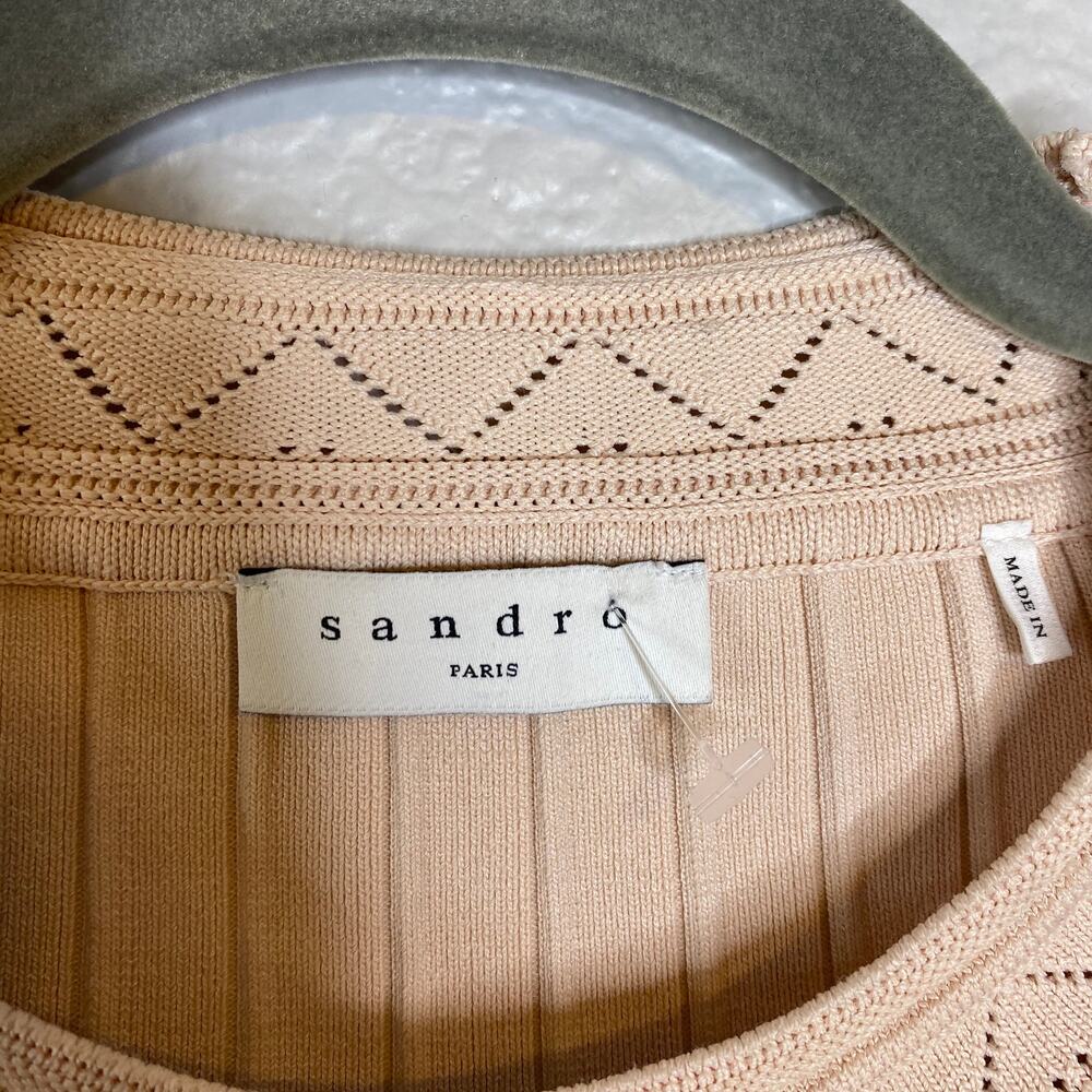Sandro NWOT Terez Eyelet-Detail Knit Mini Dress S - Picture 8 of 12